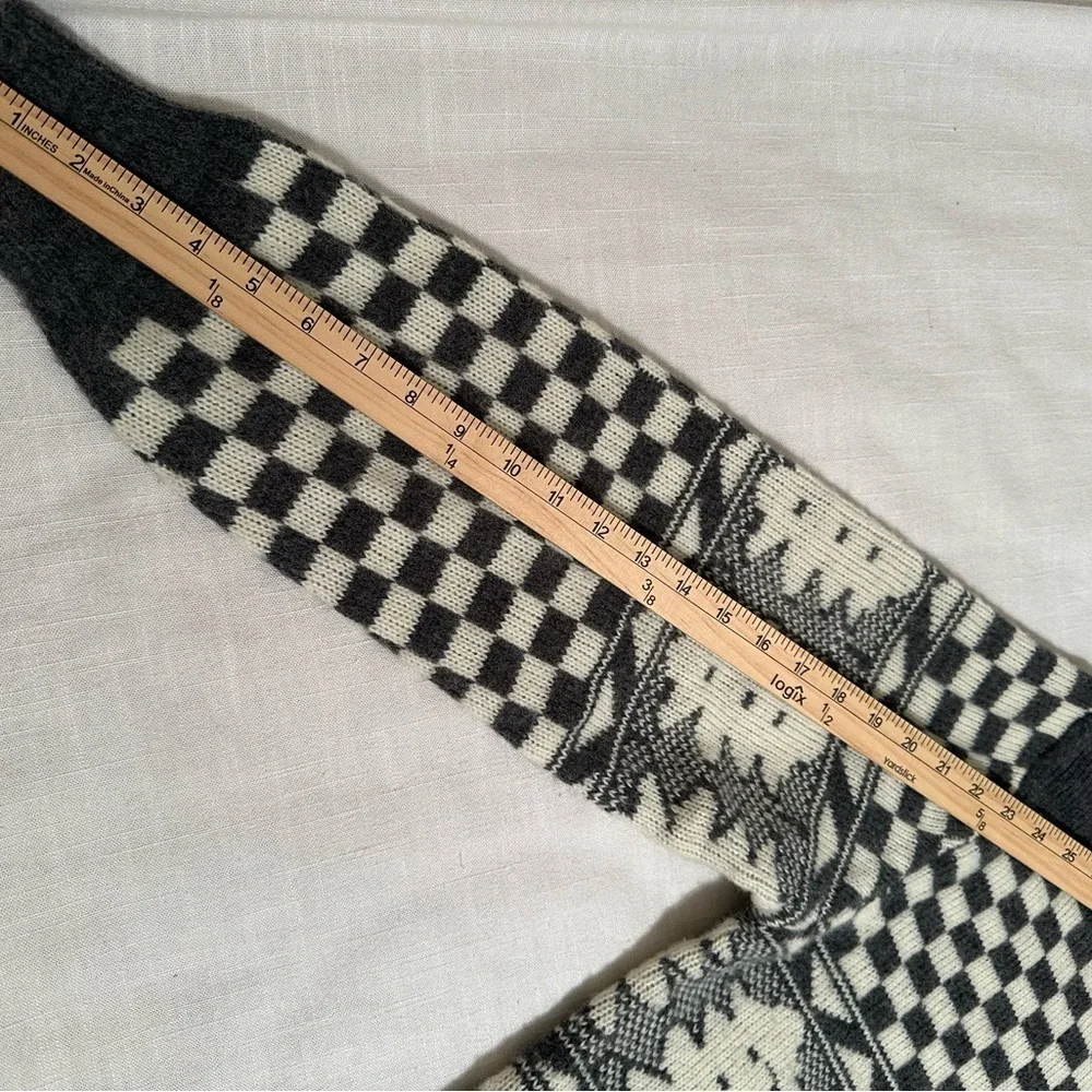 Vtg Centura Sweater Mens L Gray Cream Nordic Checkered Fair Isle Ski Korea 80s